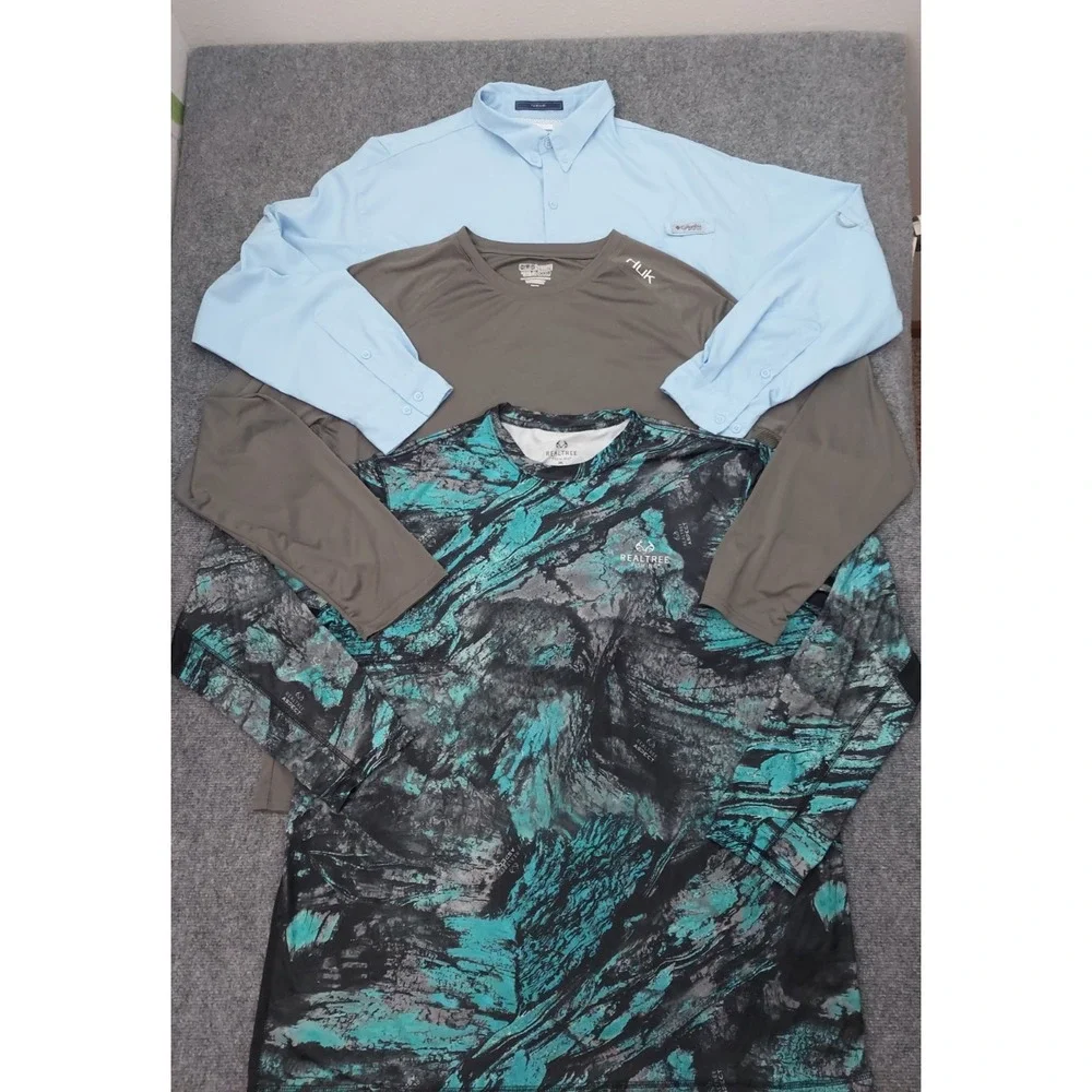Lot 3 COLUMBIA HUK REALTREE Fishing Shirt Mens 3XL Tamiami Omnishade Long Sleeve